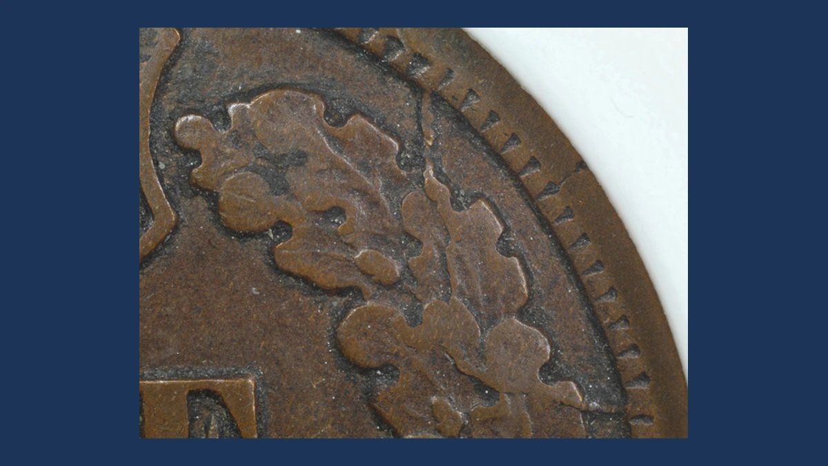 1867 Indian Head Penny: Die Crack