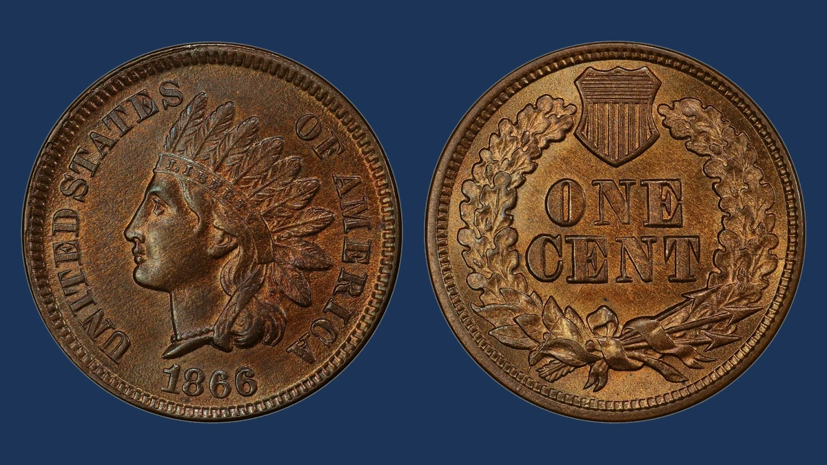 1866 Indian Head Penny: Repunched Date