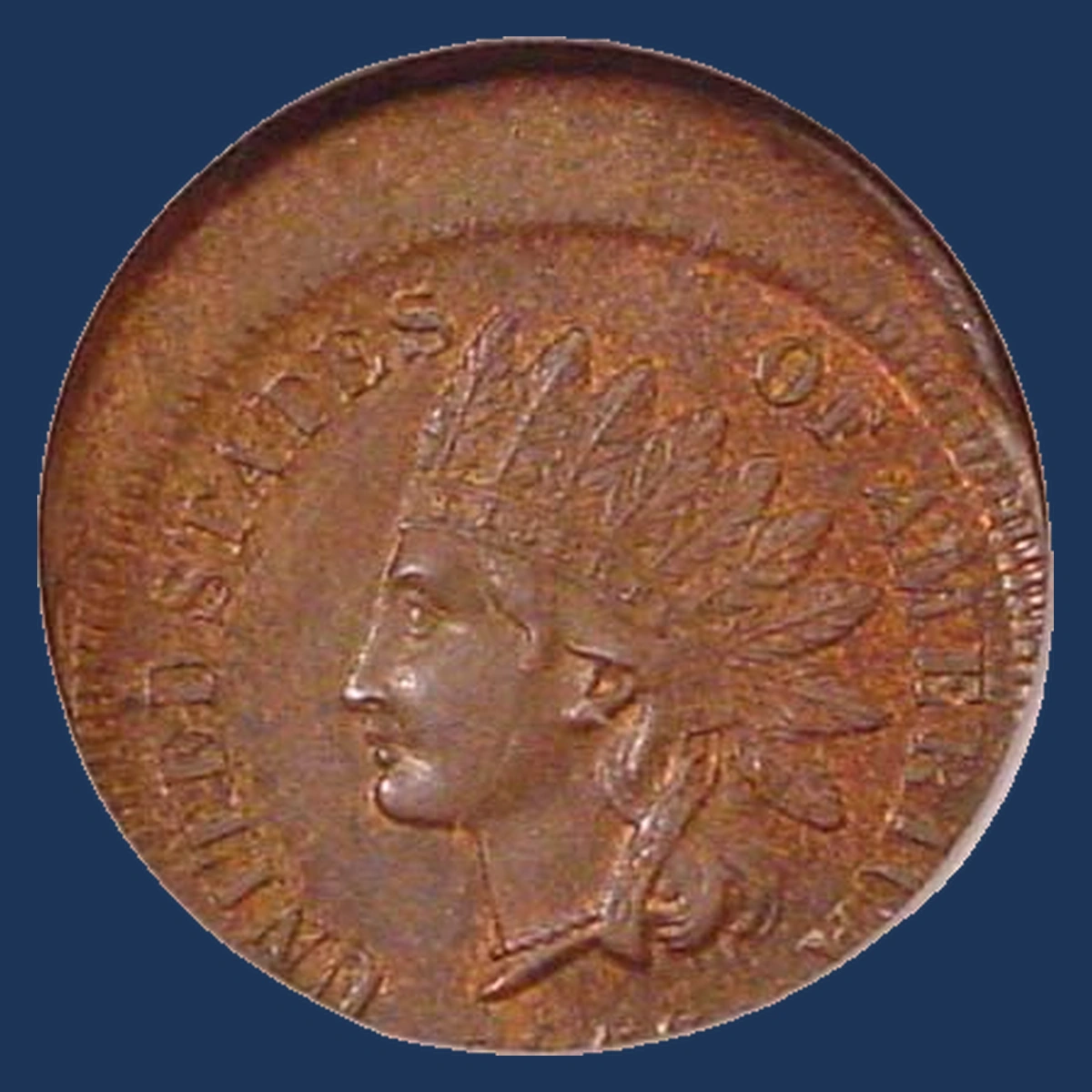 1866 Indian Cent: off-center strike