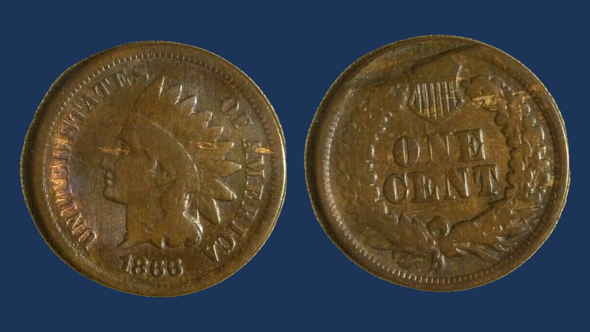 1866 Indian Cent: Lamination