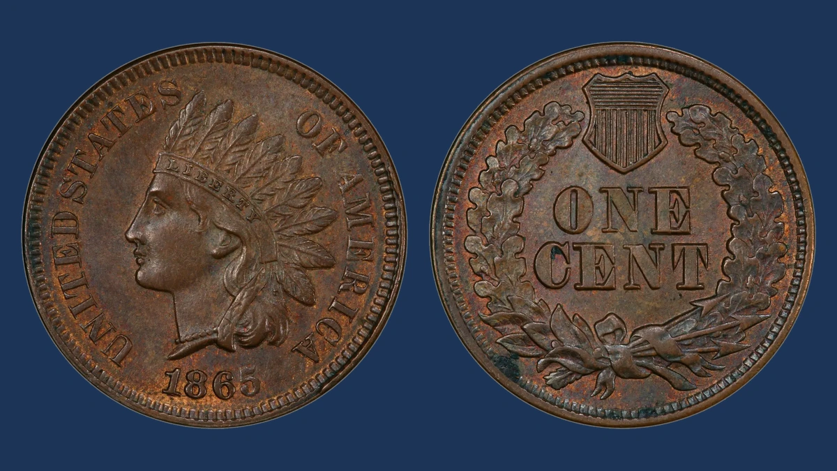 1865 Indian Head Penny: Repunched Date
