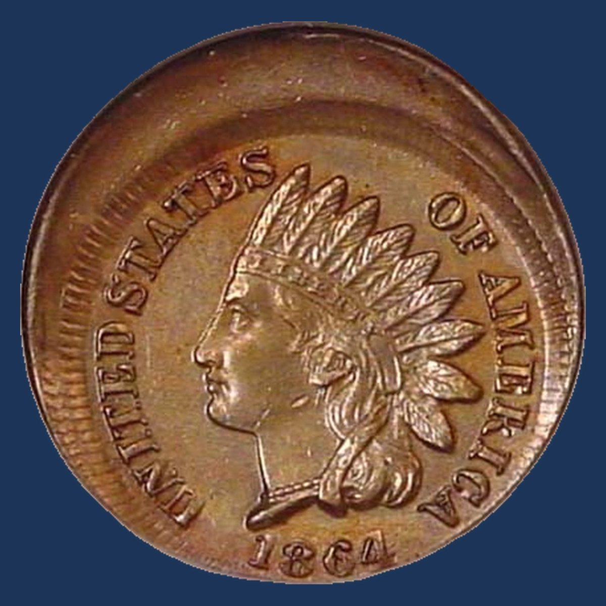 1864 Indian Head Penny: Off-Center Strike