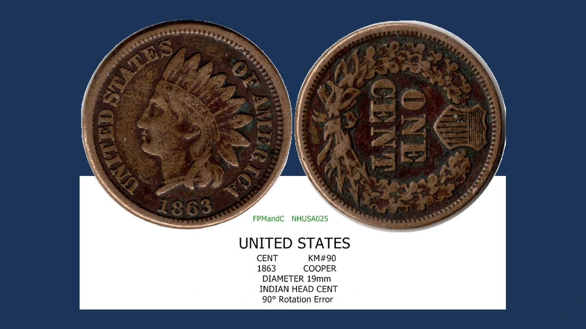 1863 Indian Head Penny: Rotated Dies