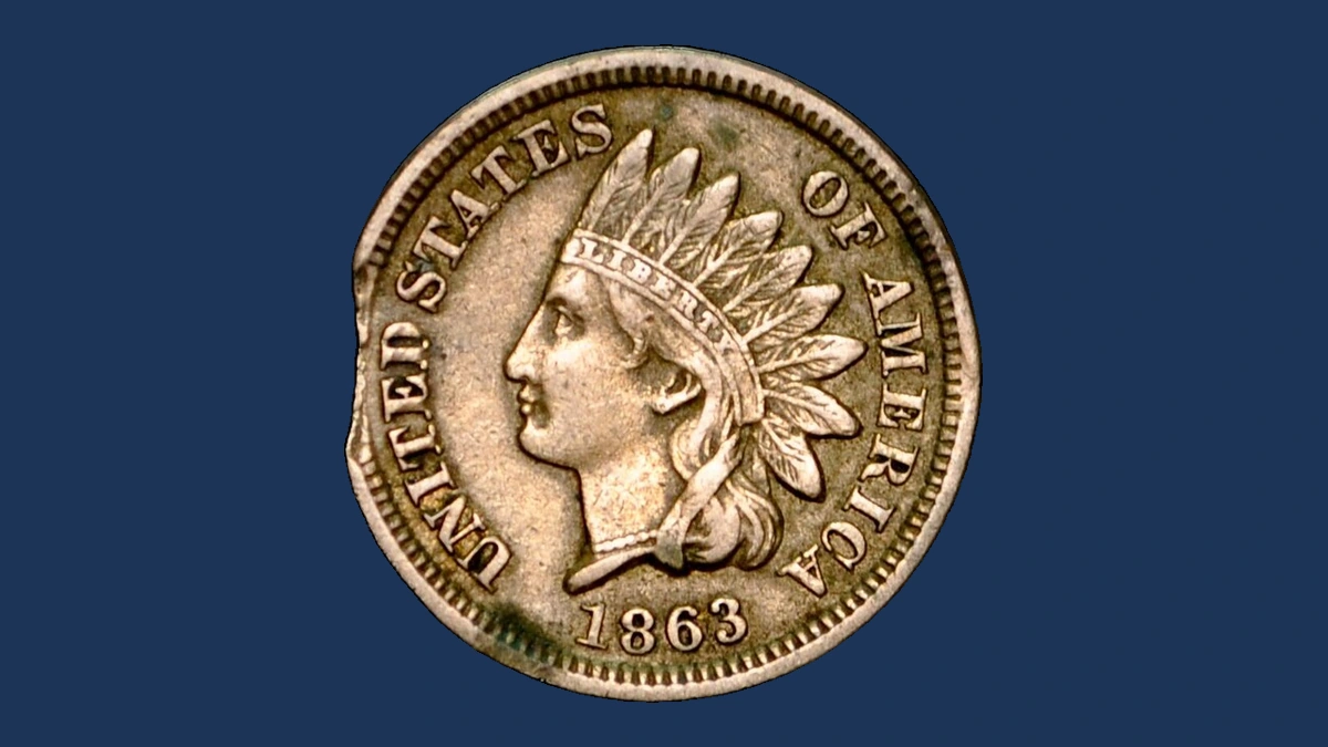 1863 Indian Cent: Clipped Planchet