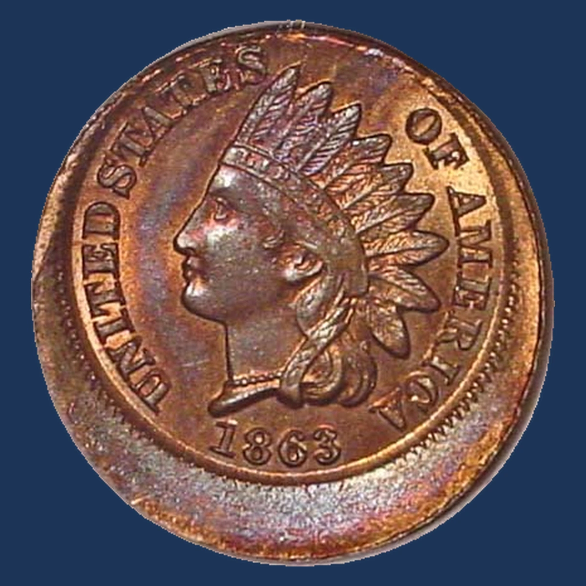 1863 Indian Head Penny: Off-Center Strike