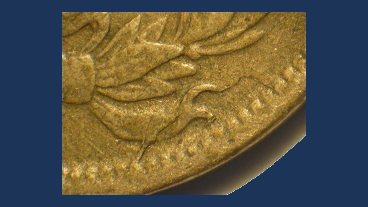 1859 Indian Head Penny: Die Crack
