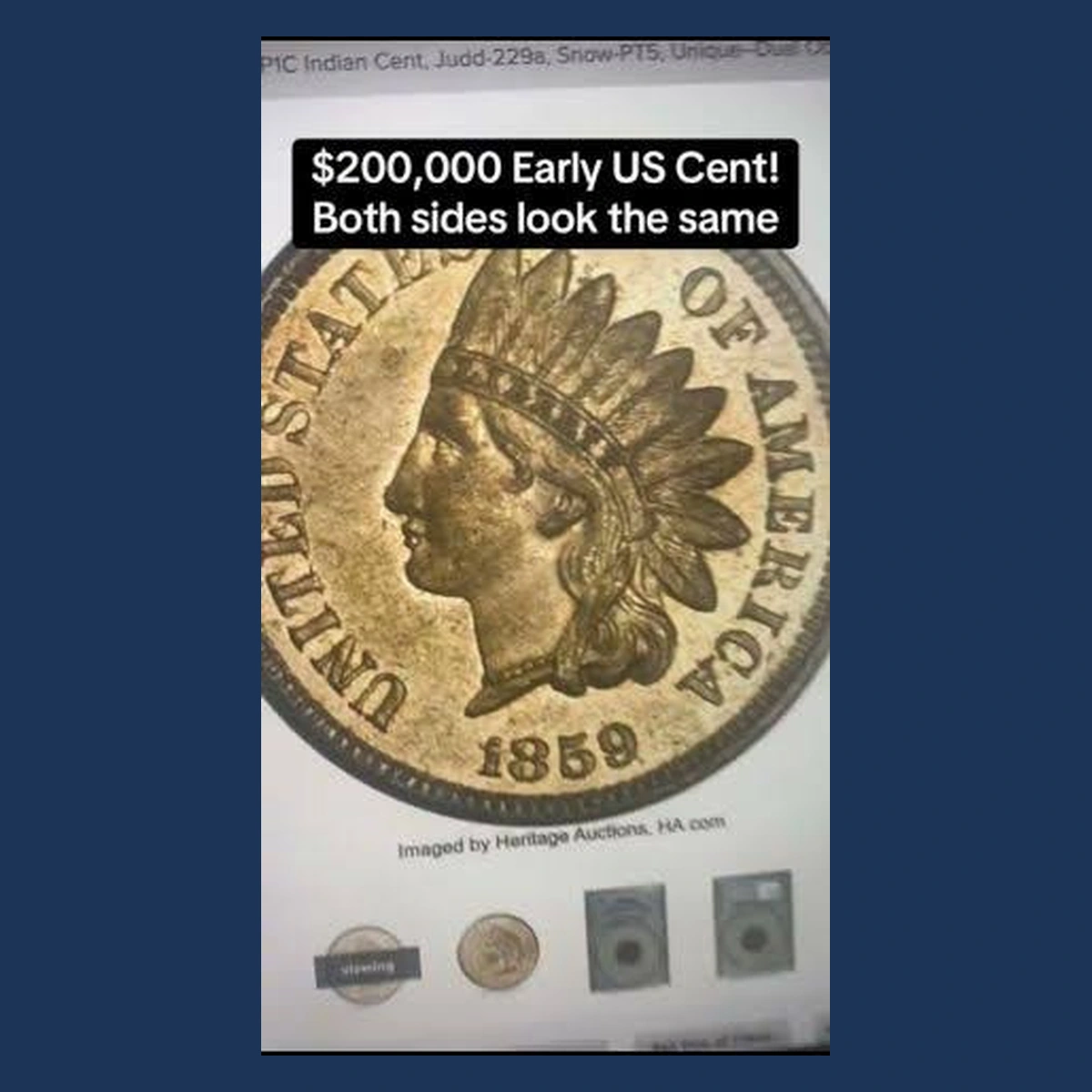 1859 Indian Cent: Double-Obverse Mule