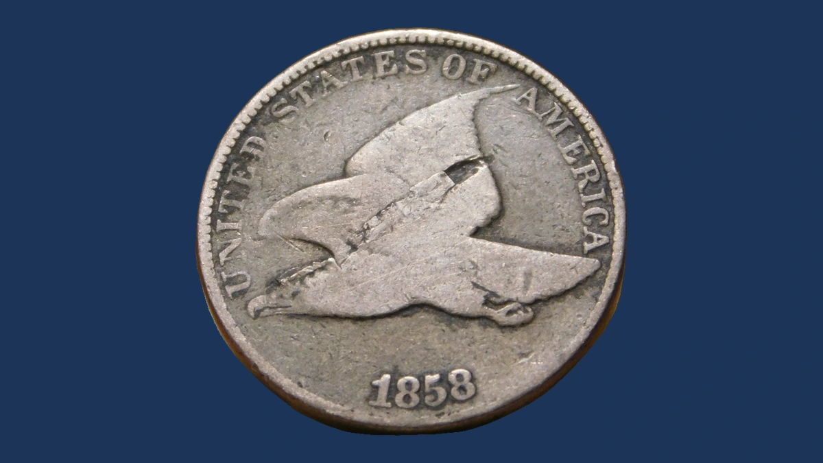 1858 Flying Eagle Cent: Lamination / Split Planchet