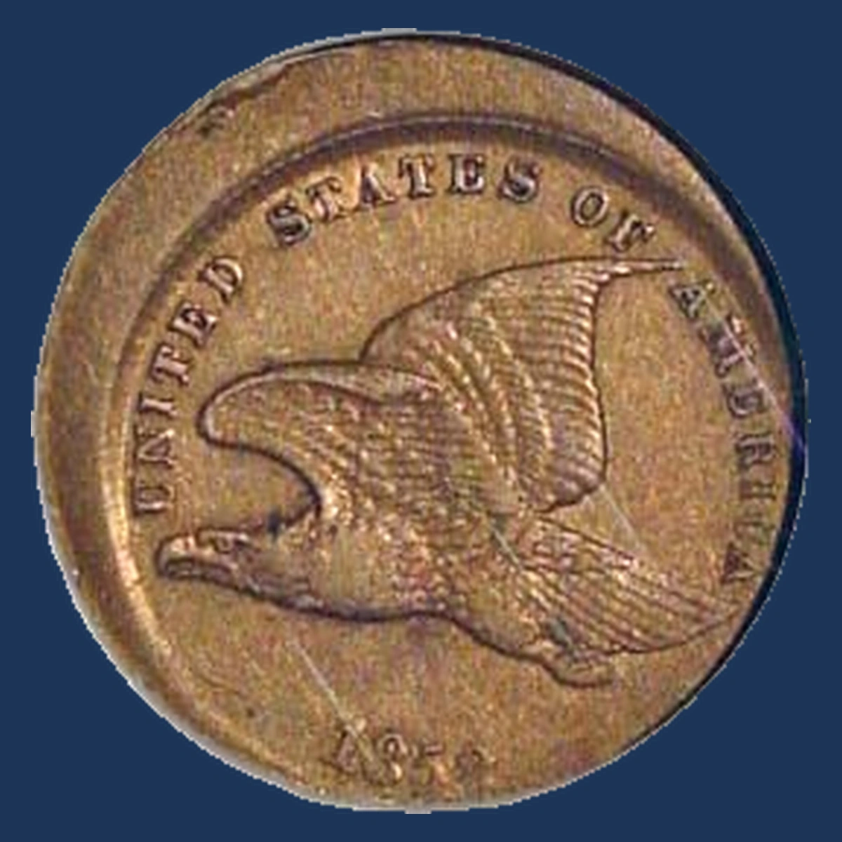 1858 Flying Eagle Cent: Off-Center Strike