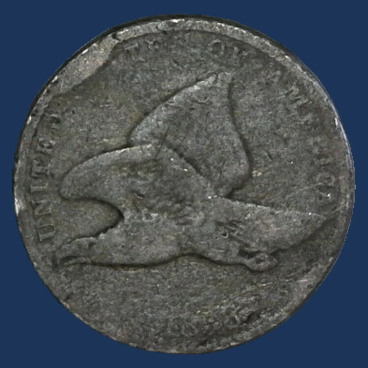 1858 Flying Eagle Cent: Die Break