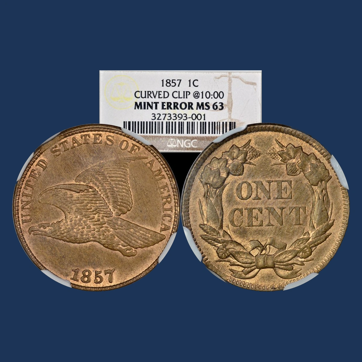 1857 Flying Eagle Cent: Clipped Planchet