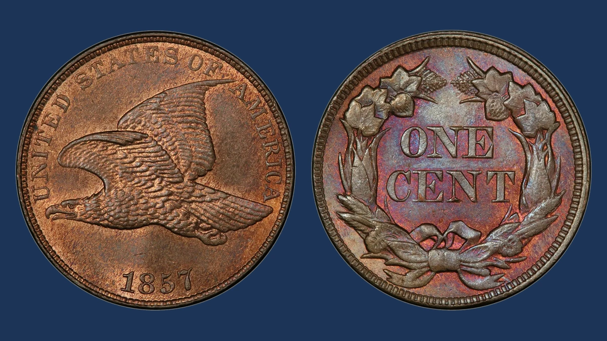 1857 Flying Eagle Cent: Repunched Date