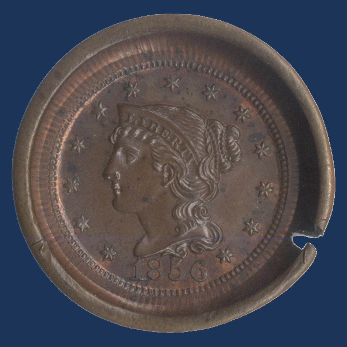 1856 Braided Hair Cent: Die Cap