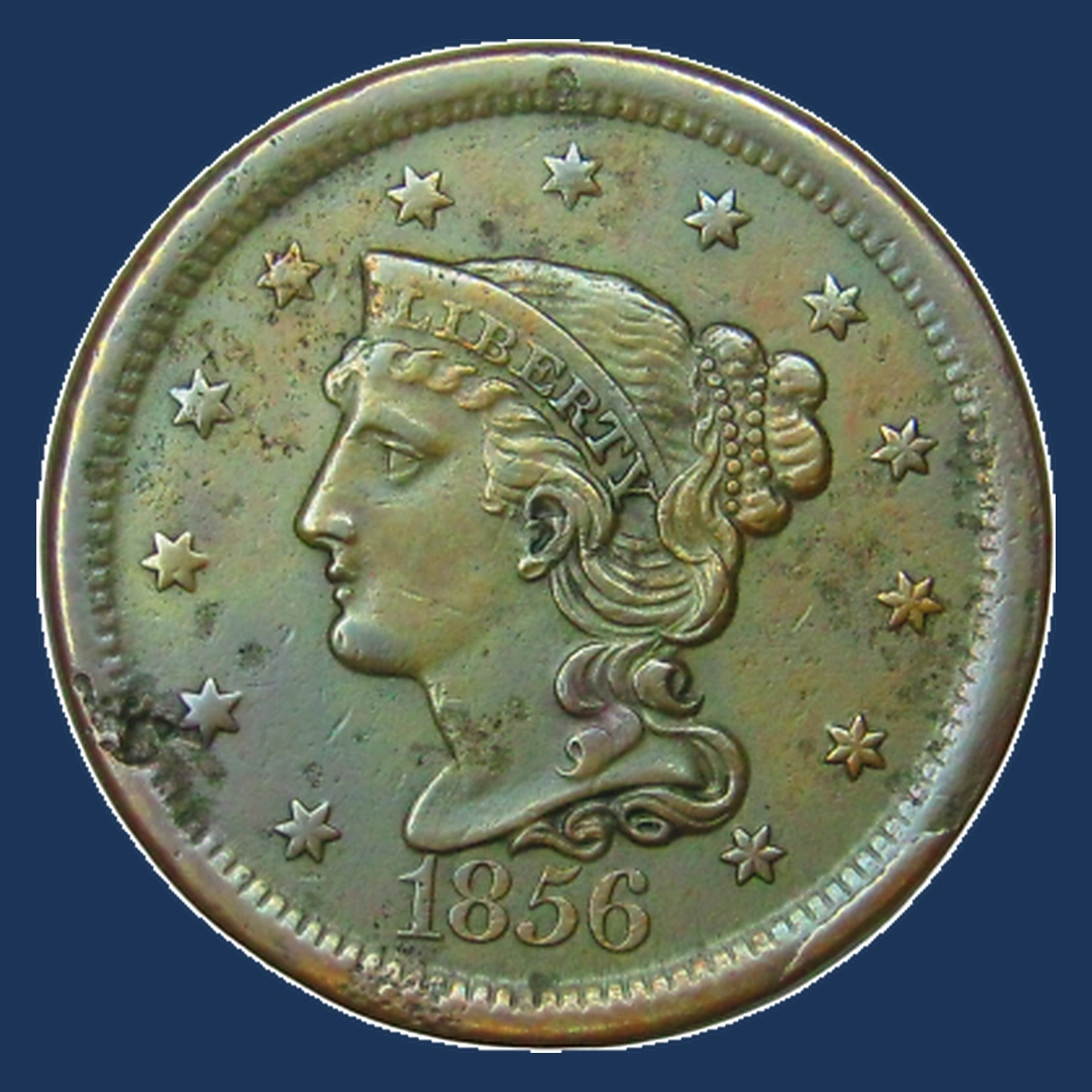 1856 Braided Hair Cent: Die Break