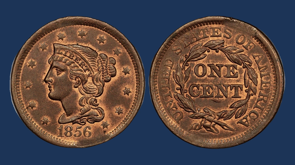 1856 Braided Hair Cent: Clipped Planchet