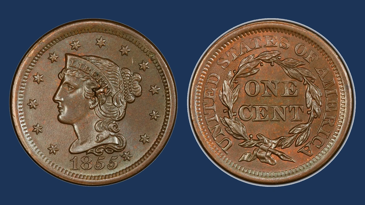 1855 Braided Hair Cent: Die Chip