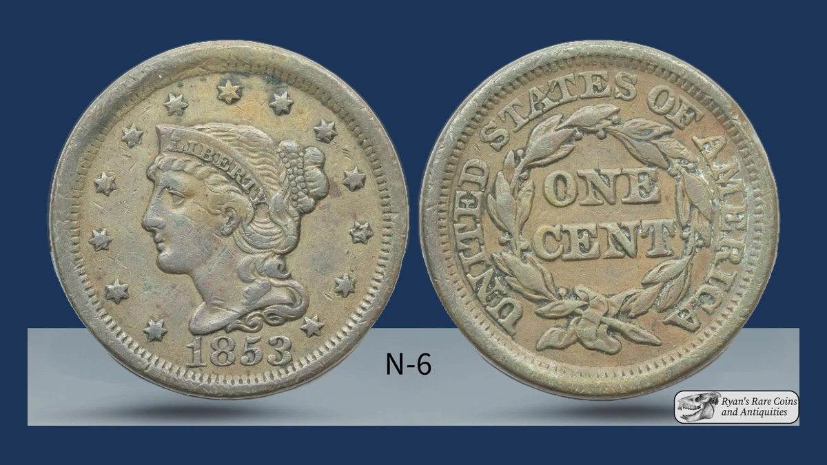 1853 Braided Hair Cent: Die Crack