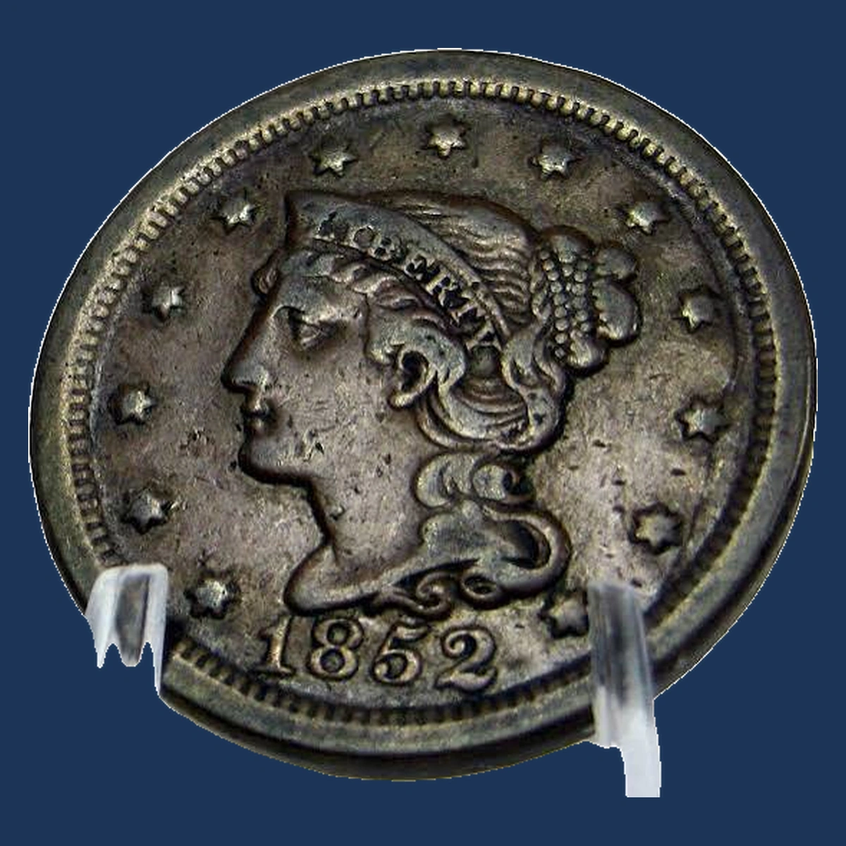 1852 Braided Hair Cent: Die Crack