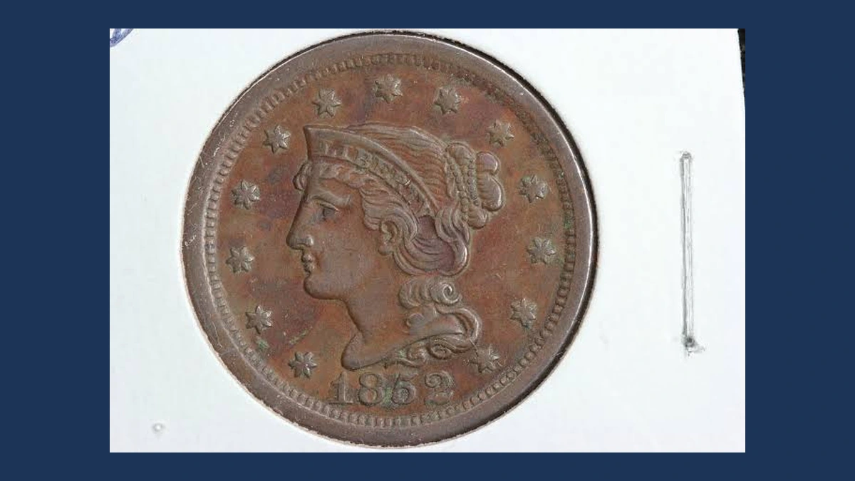 1852 Braided Hair Cent: Repunched Date