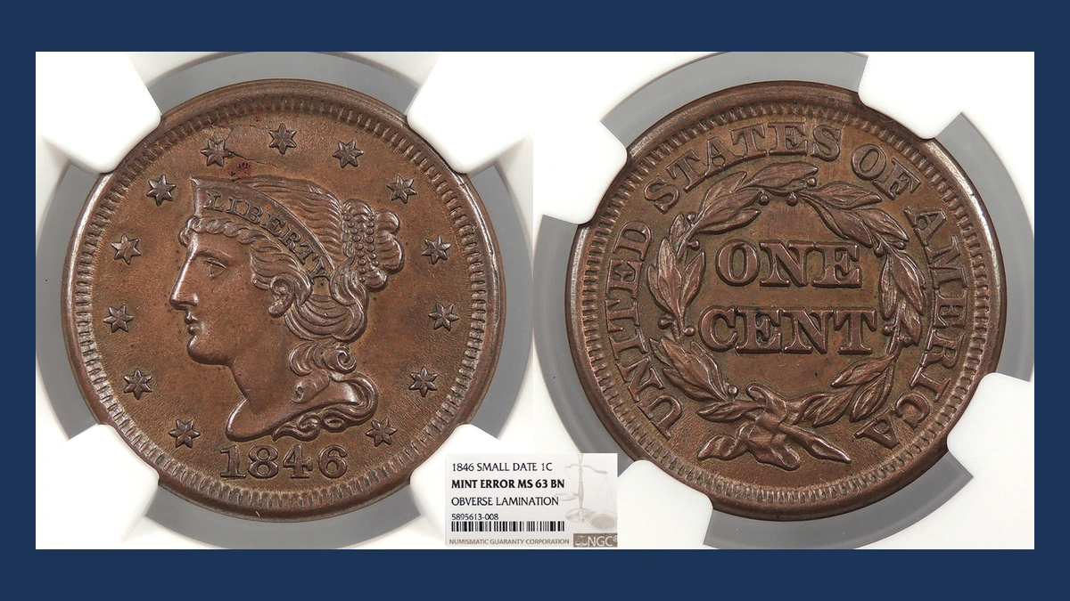 1846 Braided Hair Cent: Lamination / Split Planchet