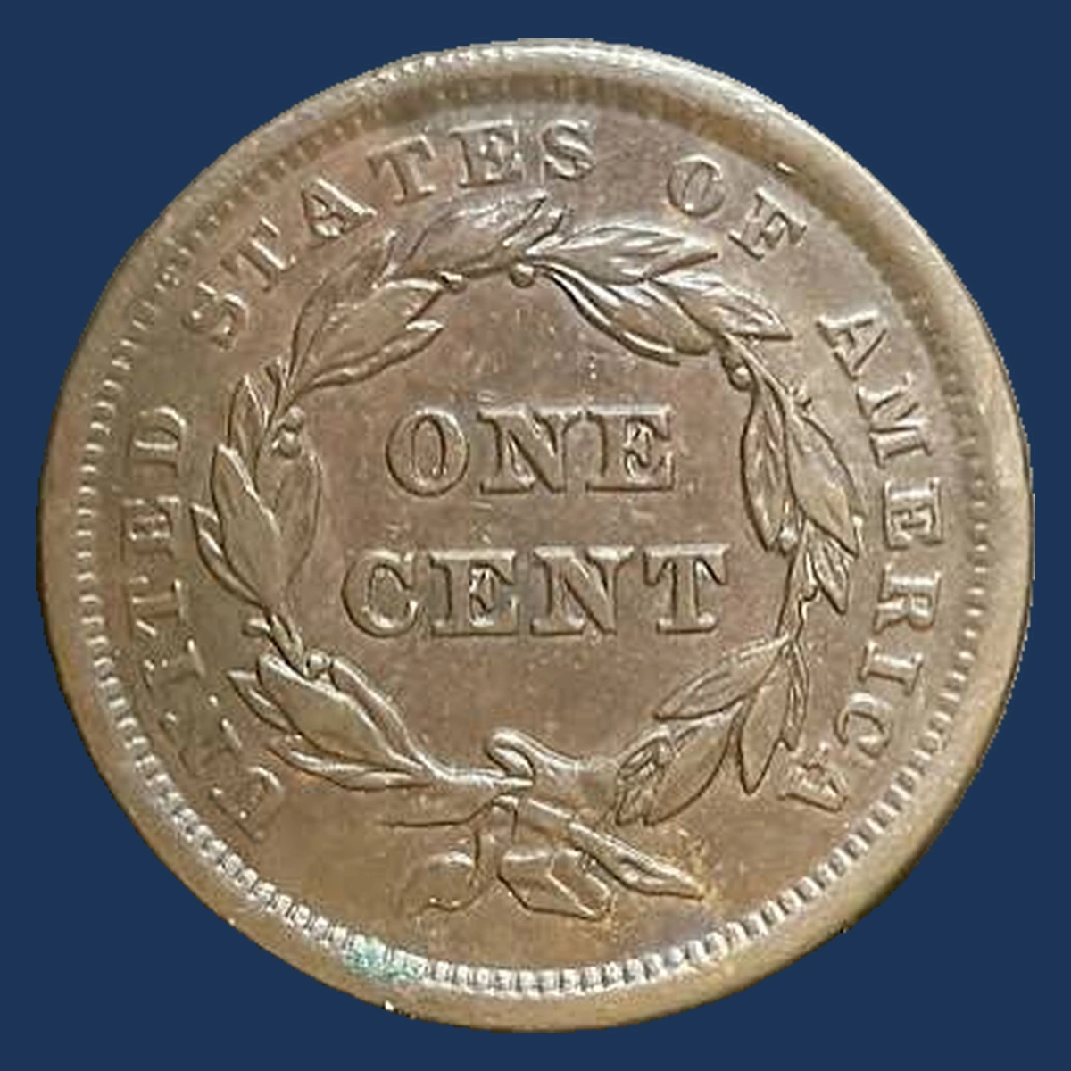 1843 Braided Hair Cent: Repunched Date