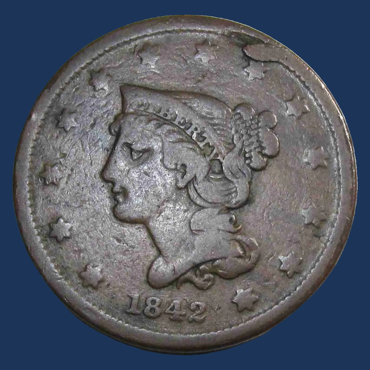 1842 Braided Hair Cent: Lamination / Split Planchet