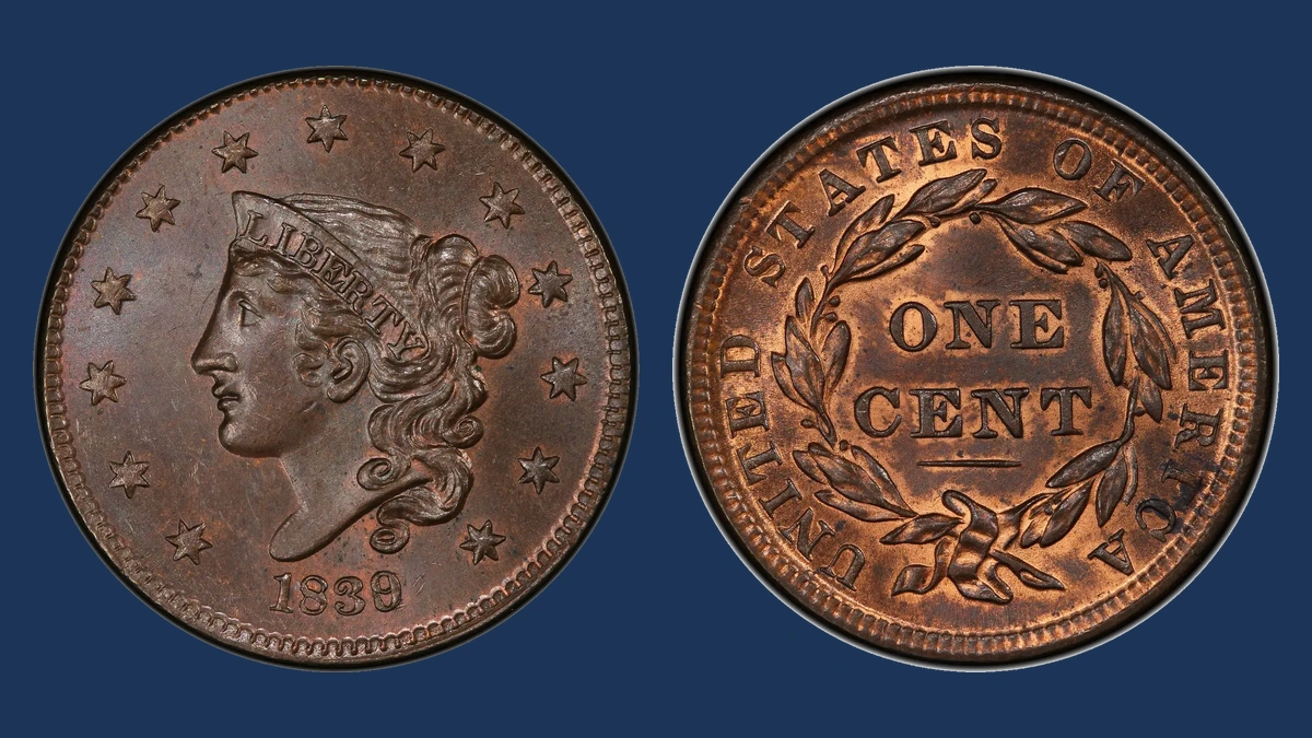 1839 Coronet Head Cent: Overdate