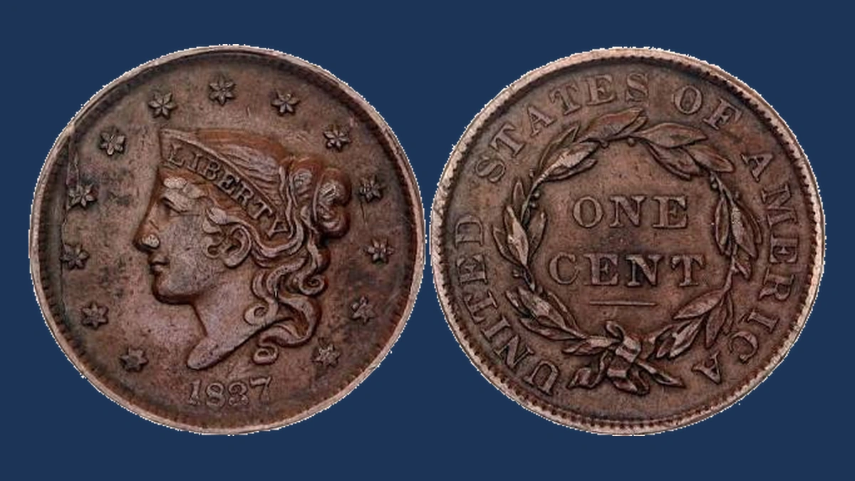1837 Coronet Head Cent: Die Crack