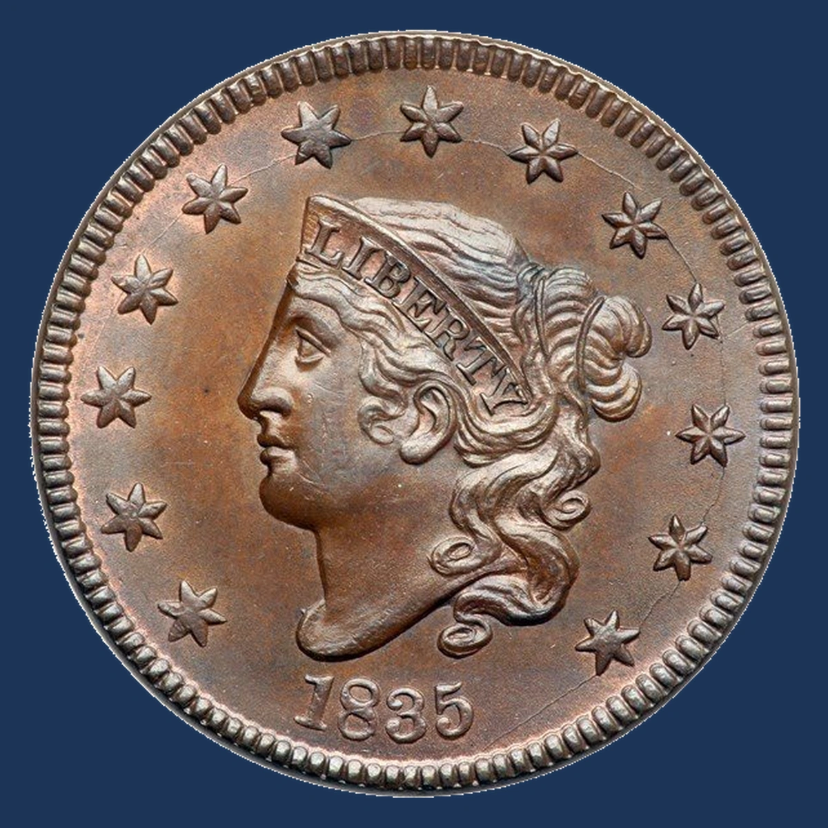 1835 Coronet Head Cent: Die Crack