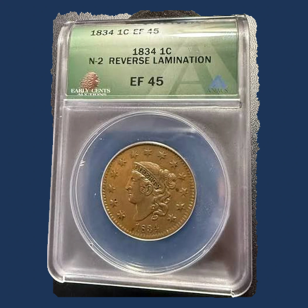 1834 Coronet Head Cent: Lamination