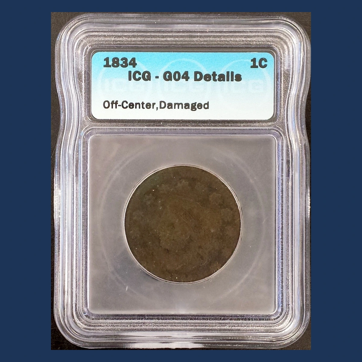 1834 Coronet Head Cent: off-center strike
