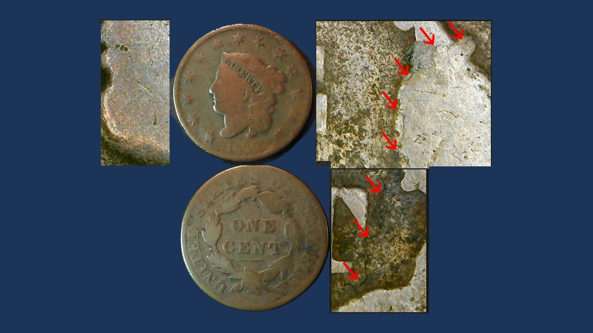 1832 Coronet Head Cent: Lamination / Split Planchet