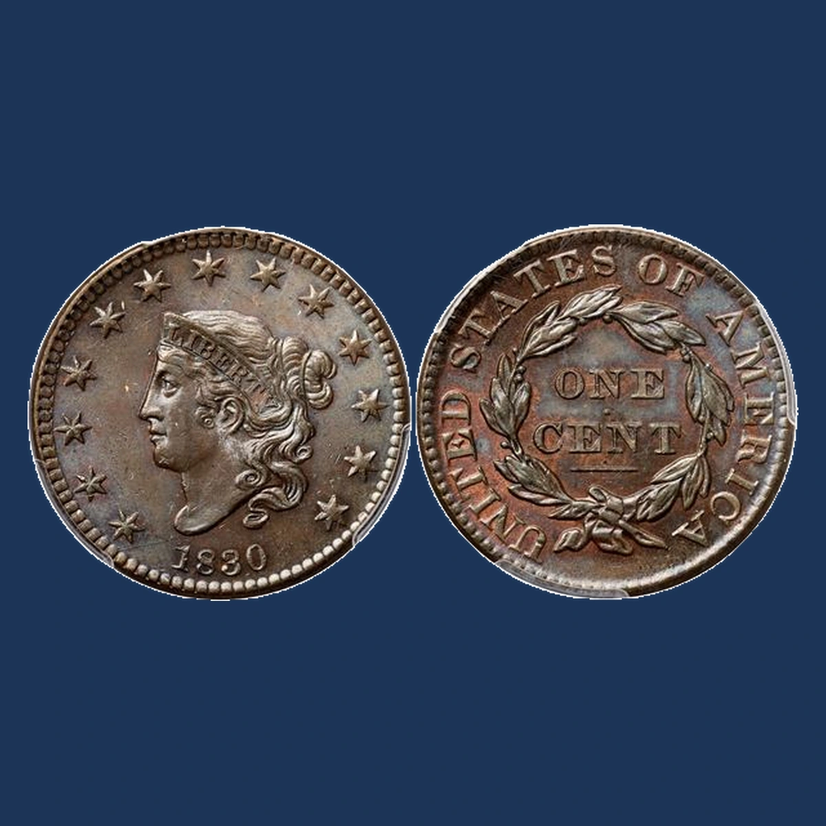 1830 Coronet Head Cent: Repunched Date