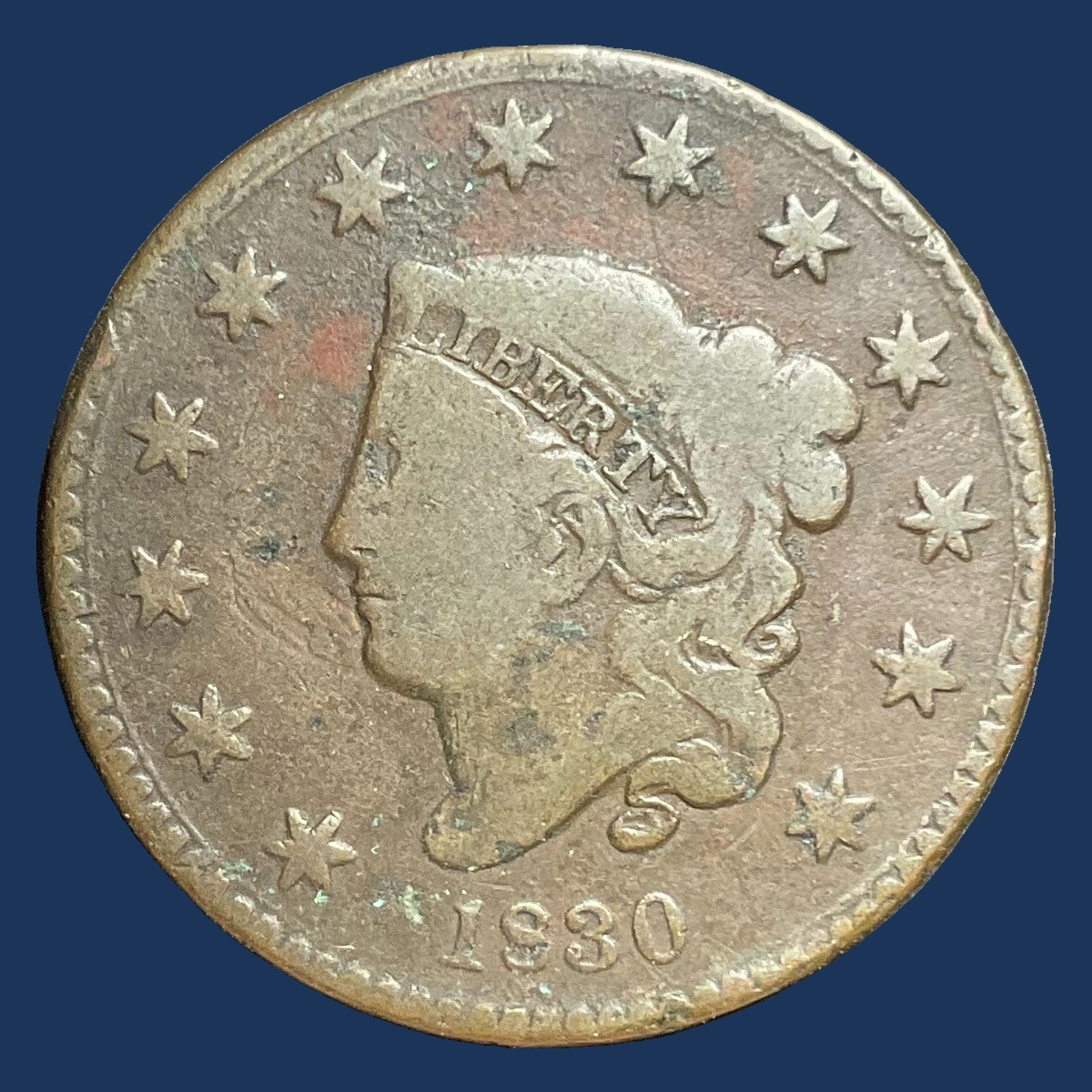1830 Coronet Head Cent: Rotated Dies
