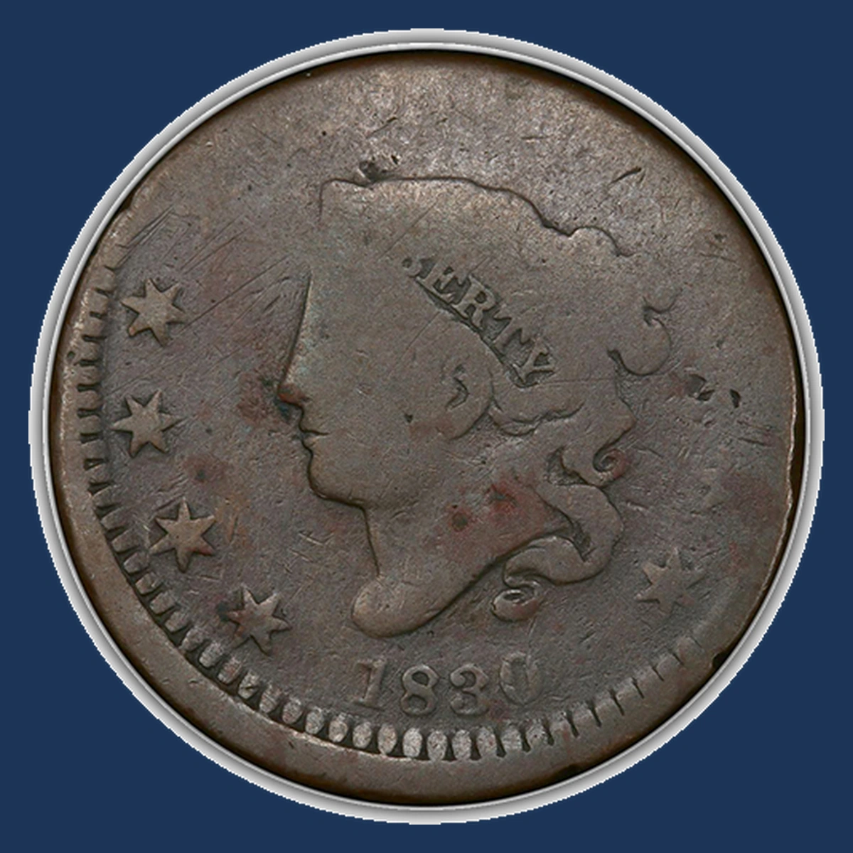 1830 Coronet Head Cent: Broadstrike