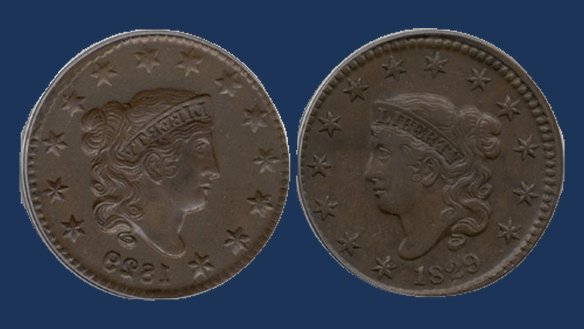 1829 Coronet Head Cent: Brockage