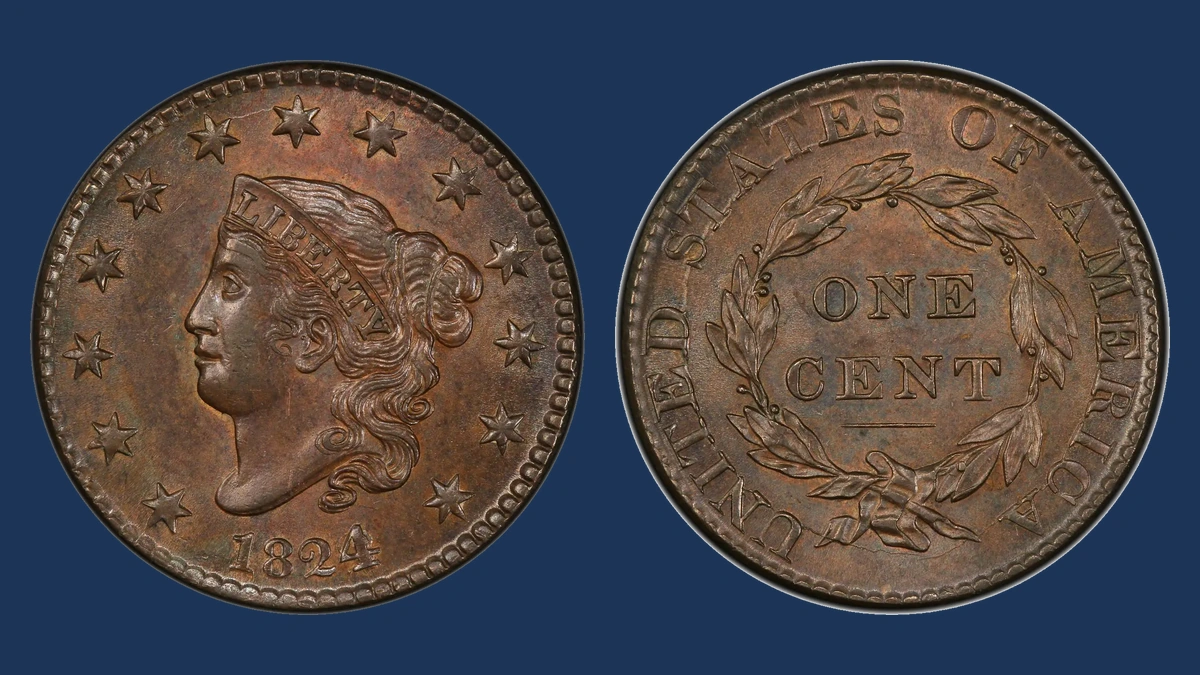 1824 Coronet Head Cent: Overdate