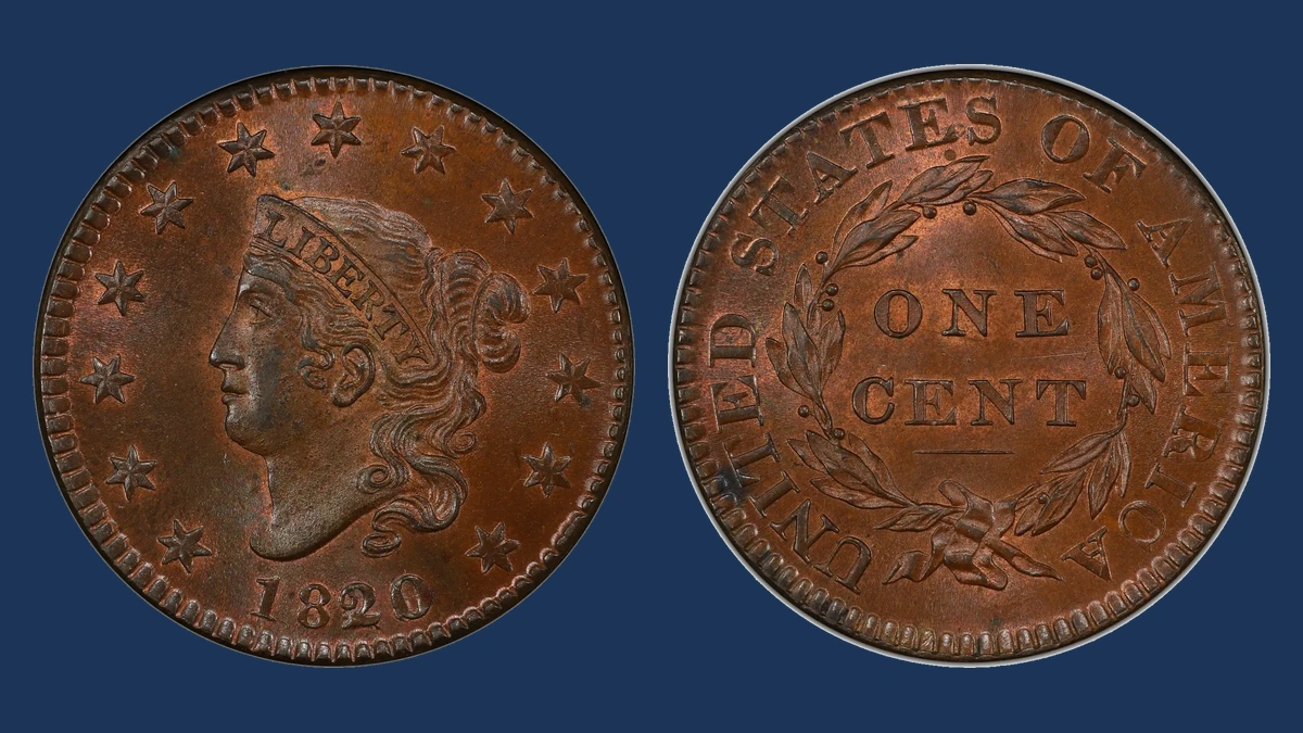 1820 Coronet Head Cent: Overdate