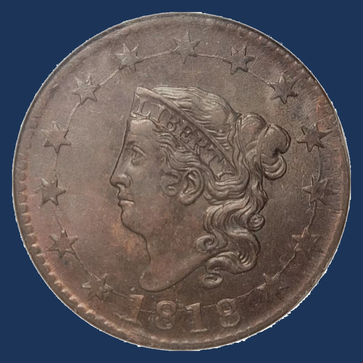 1818 Coronet Head Cent: Die Crack