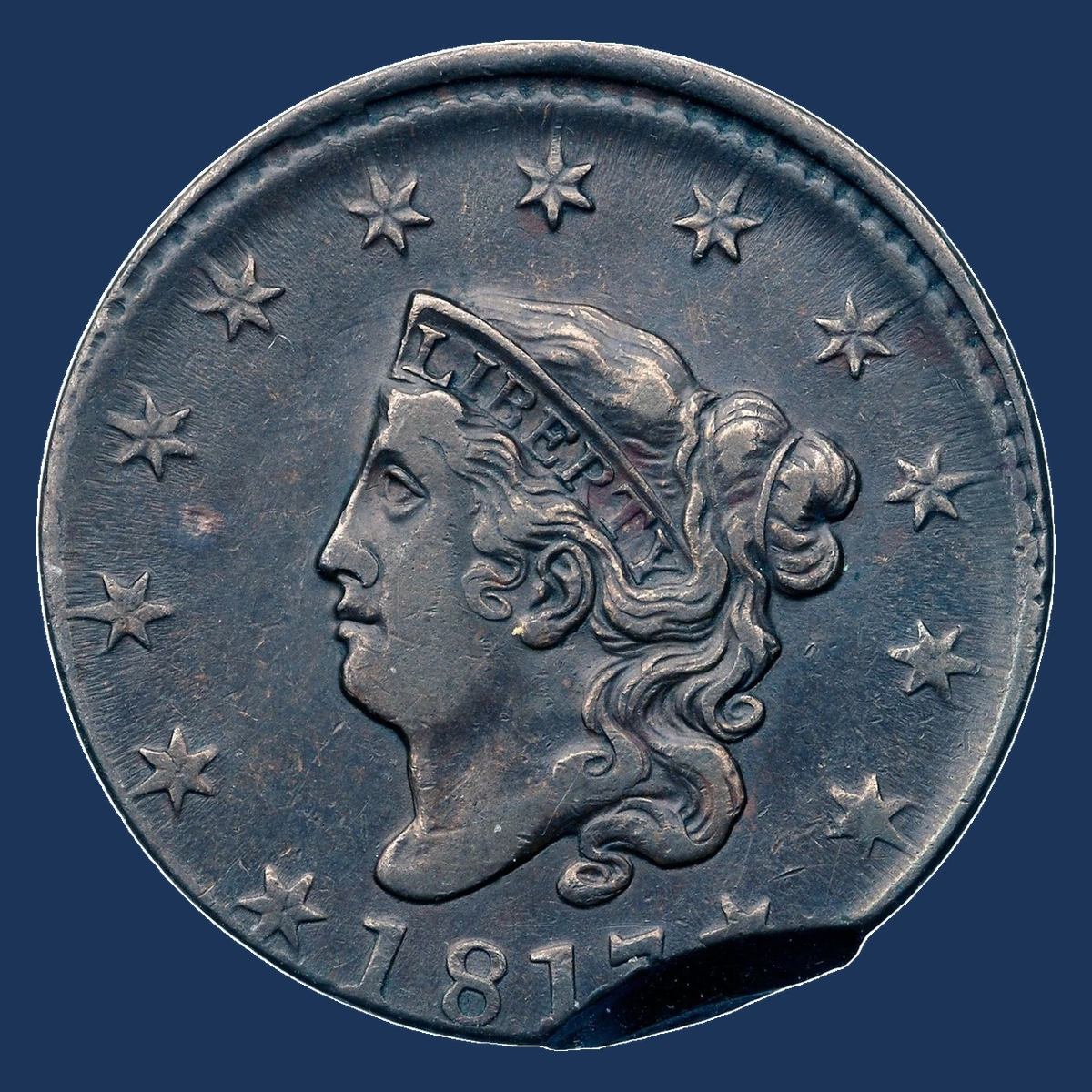 1817 Coronet Head Cent: Clipped Planchet