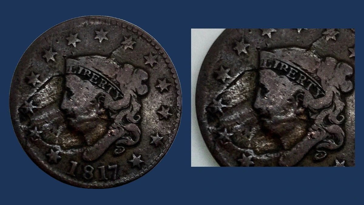 1817 Coronet Head Cent: Lamination / Split Planchet