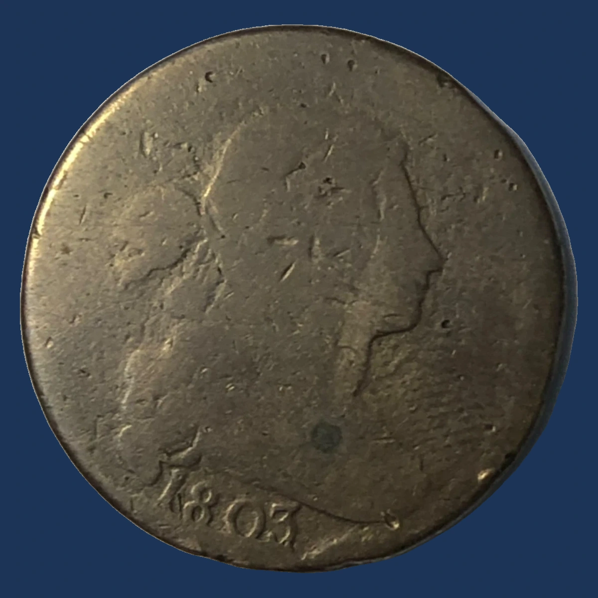1803 Draped Bust Cent: Die Break