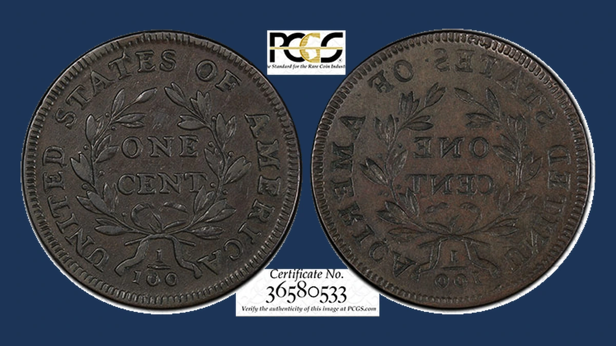 1796 Draped Bust Cent: Brockage