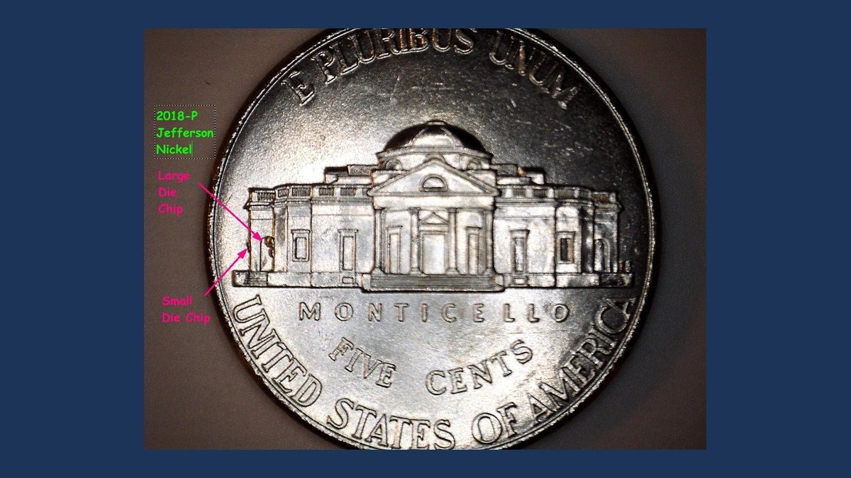 2018 Jefferson Nickel: Die Crack / Die Chip