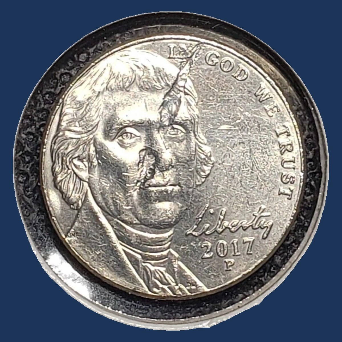2017 Jefferson Nickel: Struck-Through Error