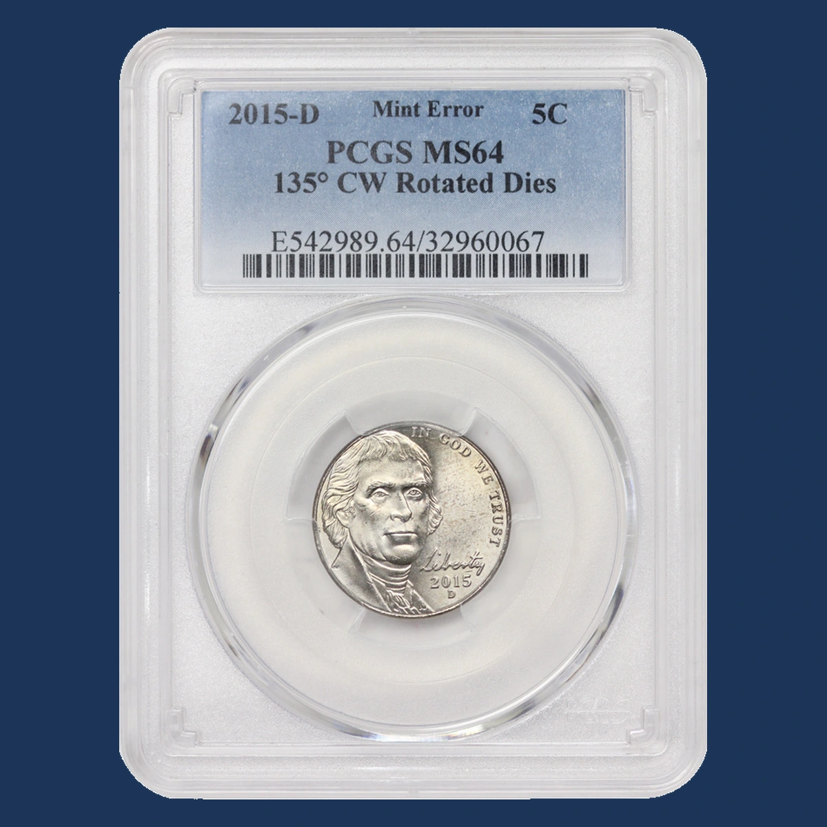 2015 Jefferson Nickel: Rotated dies
