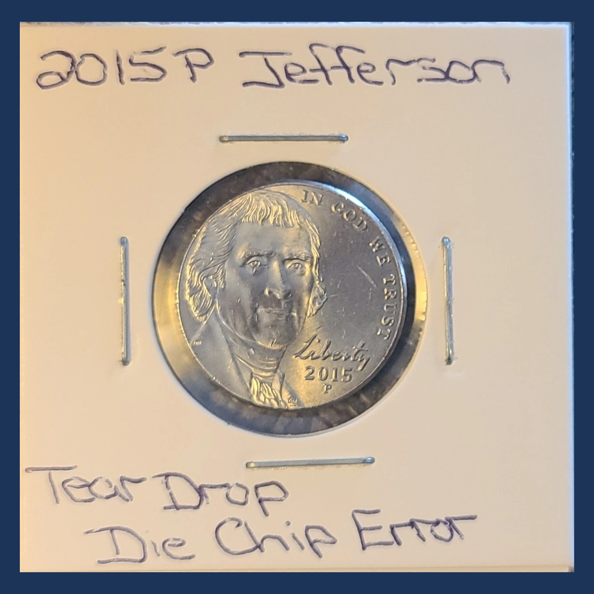 2015 Jefferson Nickel: Die Crack / Die Chip
