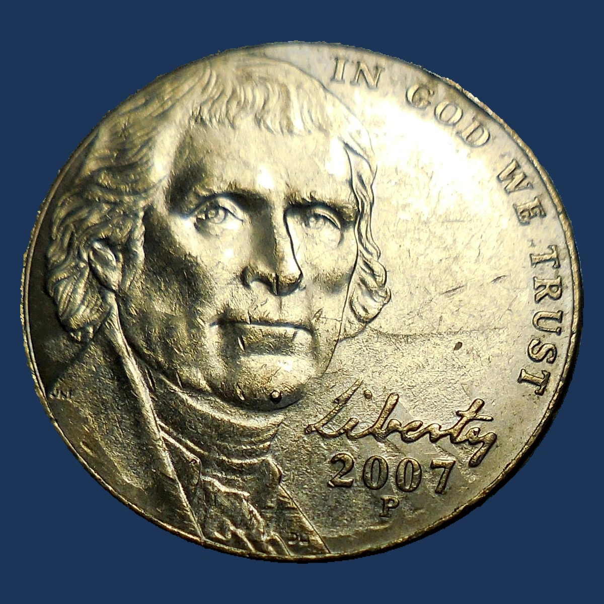 2007 Jefferson Nickel: Die Crack / Die Chip