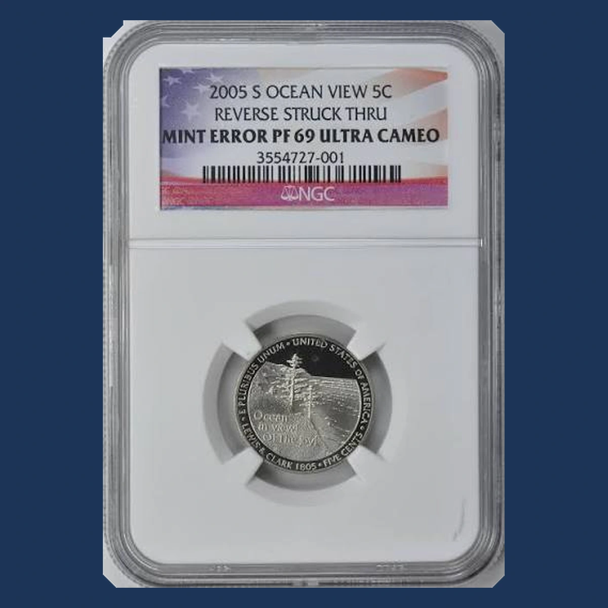 2005 Jefferson Nickel: Struck-Through Error
