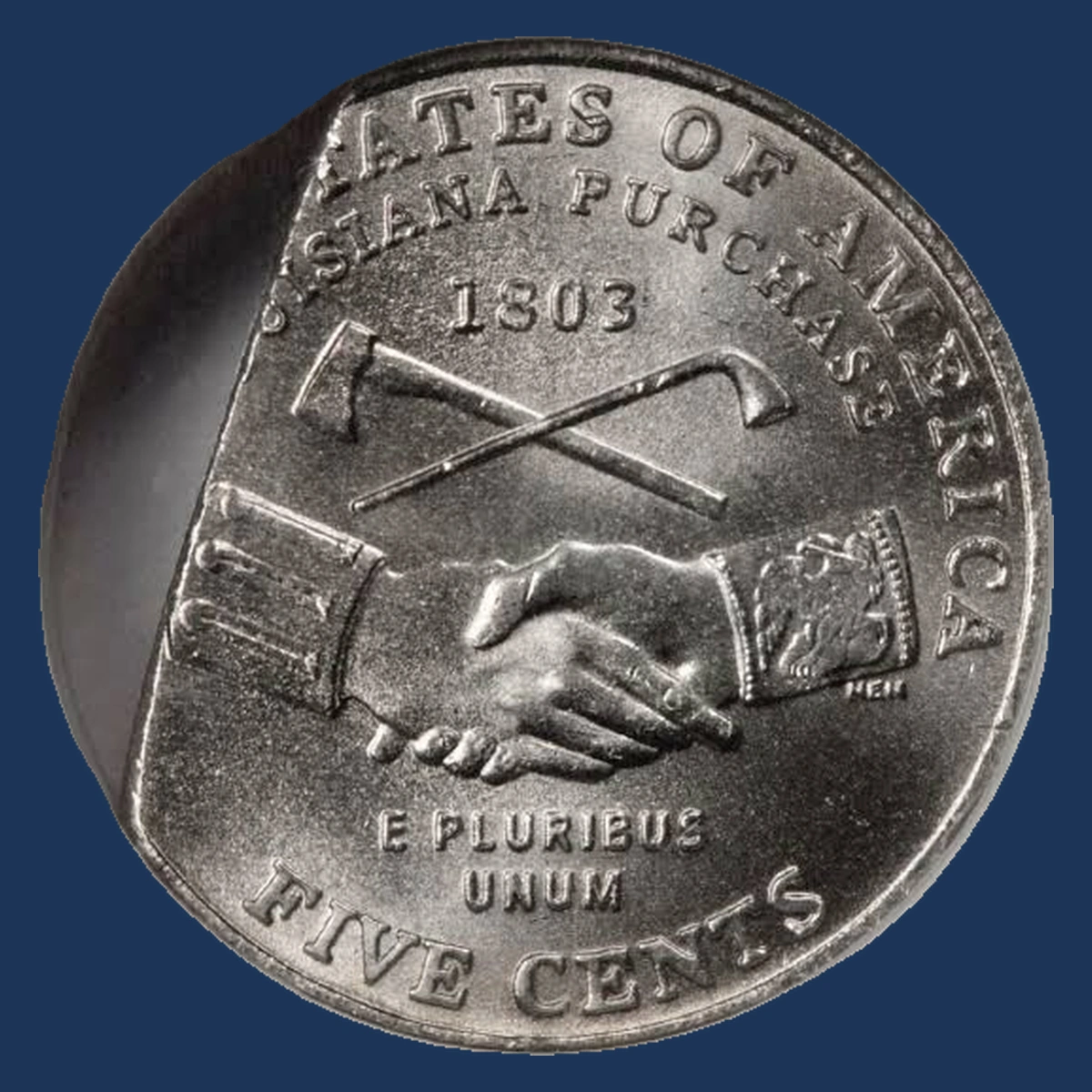 2004 Jefferson Nickel: Straight-end clip